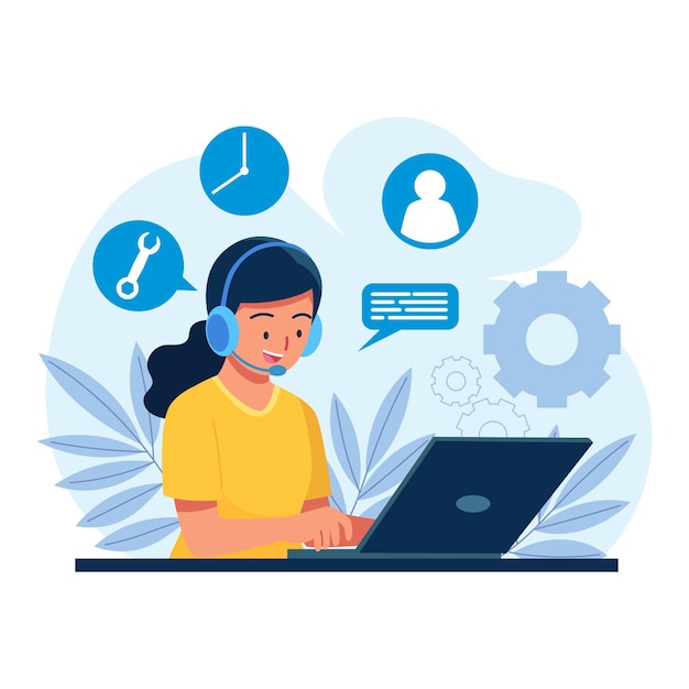 Illustration de support client plat