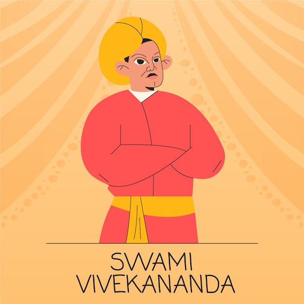 Vecteur gratuit illustration de swami vivekananda dessinée à la main