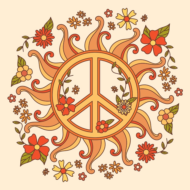 Vecteur gratuit illustration de symbole de paix rétro dessiné à la main