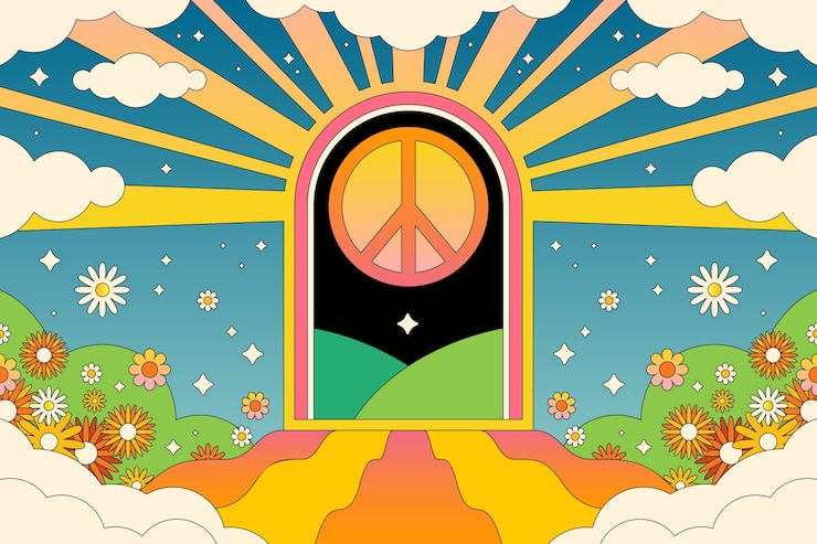 Vecteur gratuit illustration de symbole de paix rétro dessiné à la main