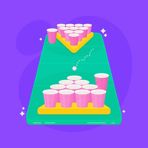 Vecteur gratuit illustration de table de bière pong design plat