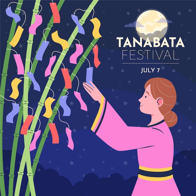 Illustration De Tanabata Plat Organique