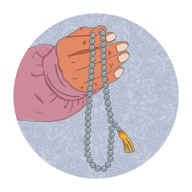 Vecteur gratuit illustration tasbih dessinée à la main