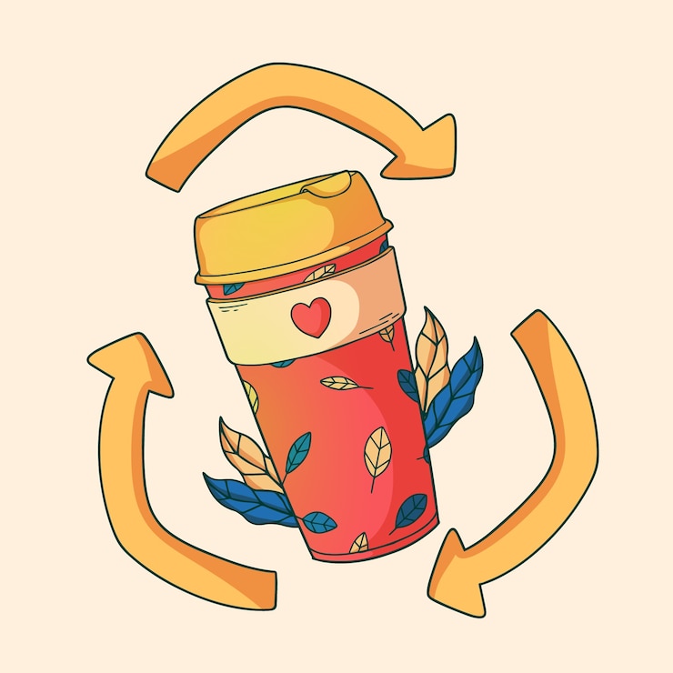 Vecteur gratuit illustration de tasse éco dessiné à la main