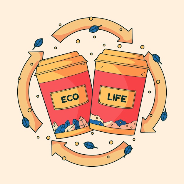 Vecteur gratuit illustration de tasse éco dessiné à la main