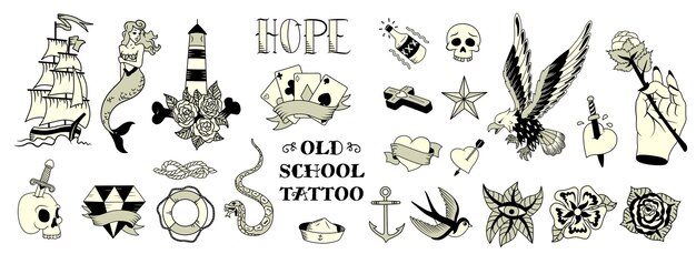 illustration de tatouages de la vieille école