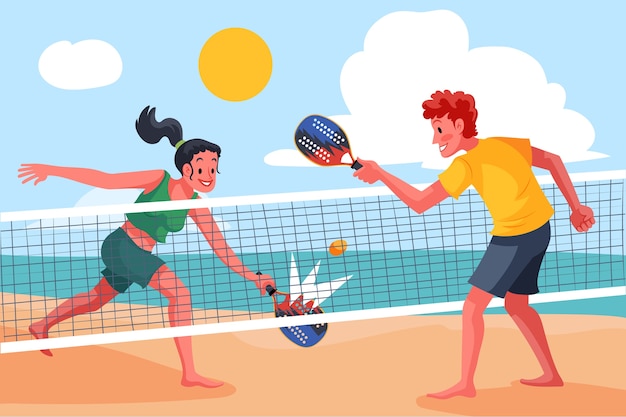 Vecteur gratuit illustration de tennis de plage dessinée à la main