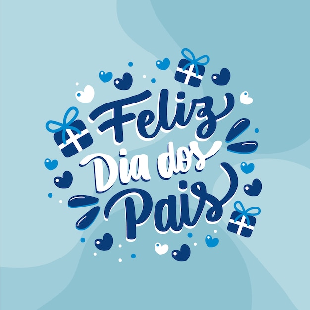 Vecteur gratuit illustration de texte plat pour la célébration de la fête des pères brésiliens