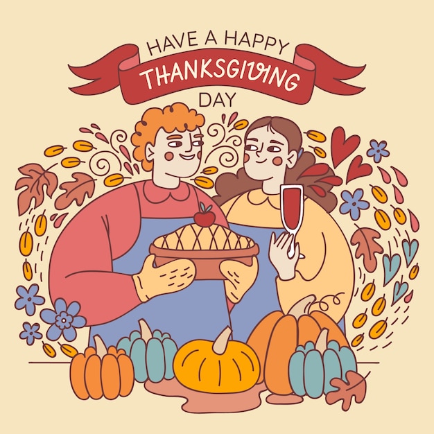 Vecteur gratuit illustration de thanksgiving dessinée à la main