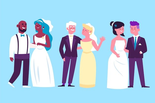 Illustration Avec Le Thème De La Collection De Couple De Mariage