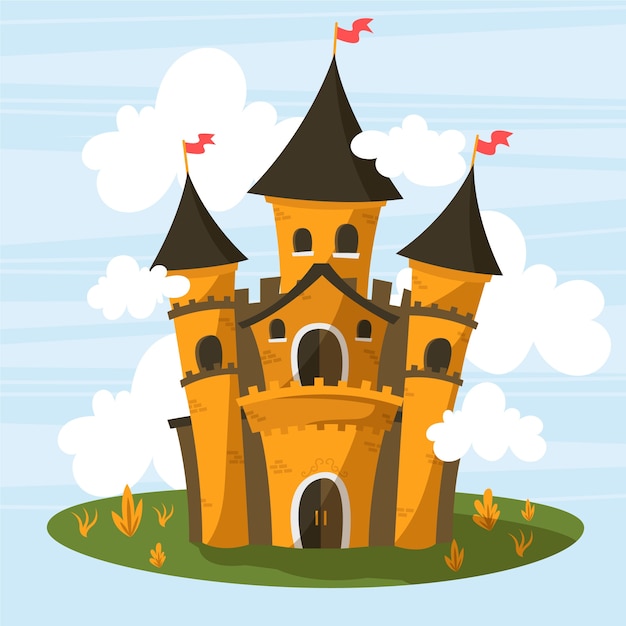 Vecteur gratuit illustration avec le thème du château de conte de fées