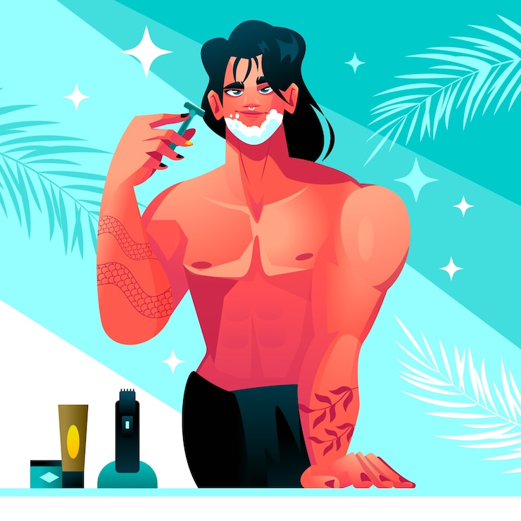 Vecteur gratuit illustration de toilettage masculin dégradé