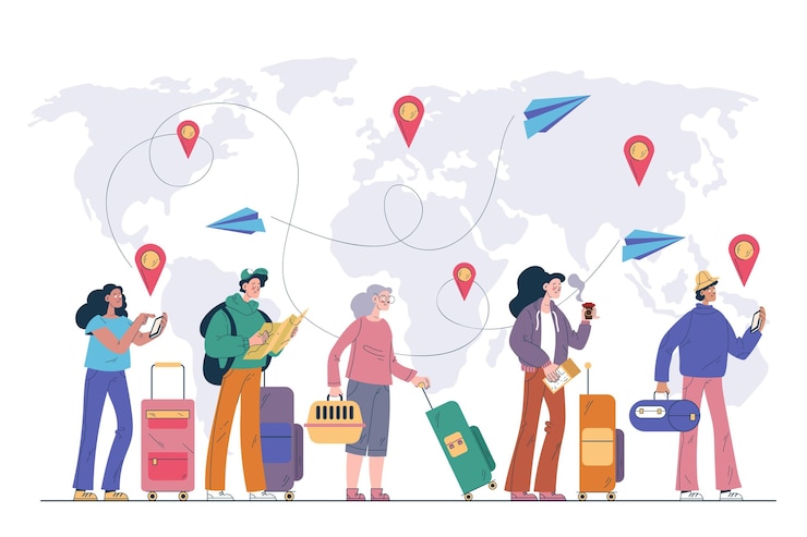 Vecteur gratuit illustration de touristes plats