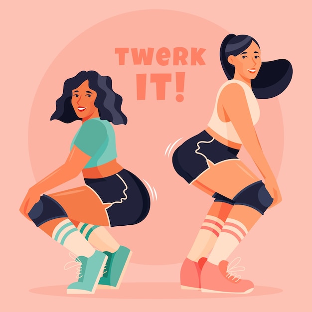Illustration de twerk plat dessiné à la main