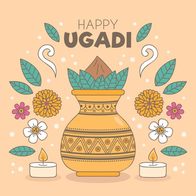 Illustration D'ugadi Dessinée à La Main