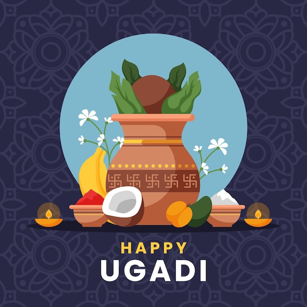 Illustration Ugadi Plate