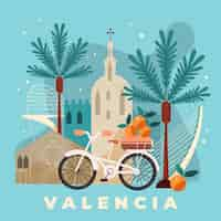 Vecteur gratuit illustration de valencia espagne dessinée à la main