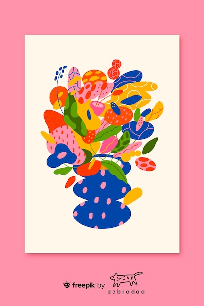 Illustration d'un vase abstrait avec des fleurs