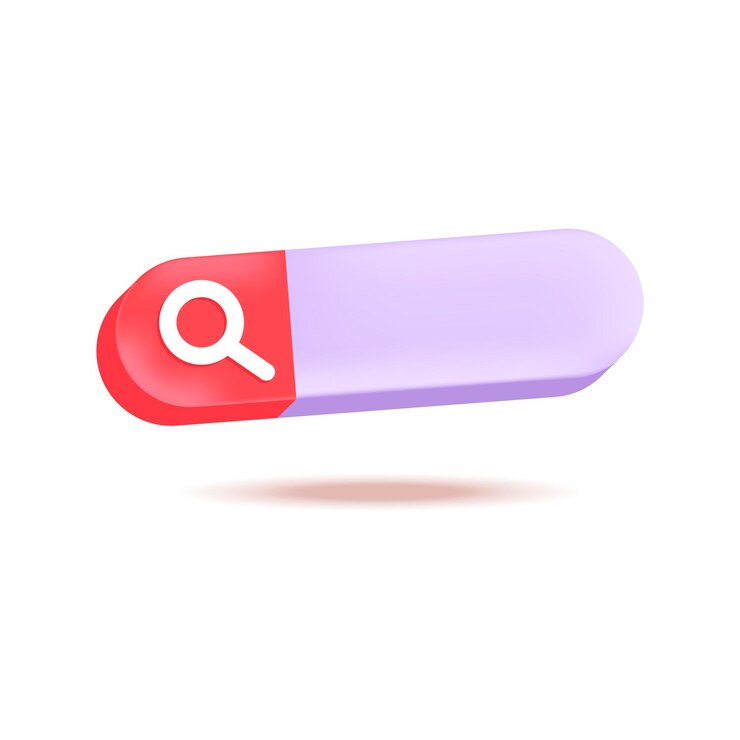 Vecteur gratuit illustration vectorielle 3d de la barre de recherche. icône de médias sociaux pour les sites de mise en réseau ou les applications en style cartoon isolés sur fond blanc. communication en ligne, concept de marketing numérique