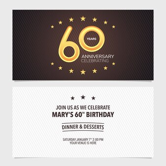 Invitation Anniversaire 60 Ans Carte 60e Anniversaire Invitation De Fete Avec Banniere Rouge Vecteur Premium Invitation Anniversaire 60 Ans Carte 60e Anniversaire Invitation De Fete Avec Banniere Rouge Vecteur Premium