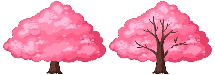 Vecteur gratuit illustration vectorielle des arbres roses en fleurs