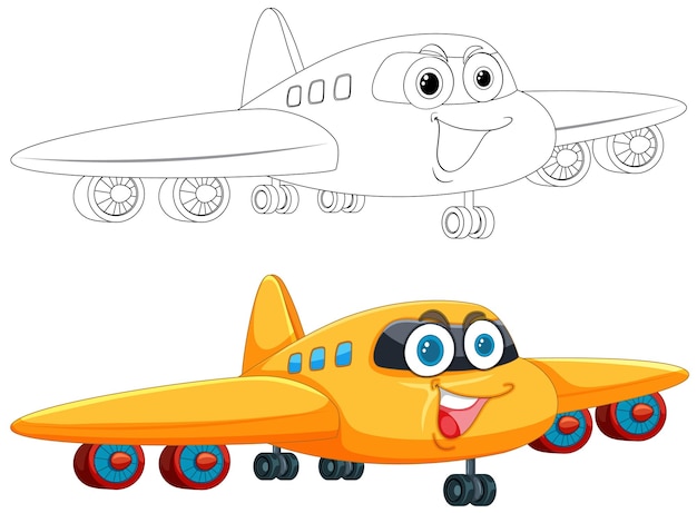 Vecteur gratuit illustration vectorielle d'avions de dessin animé heureux