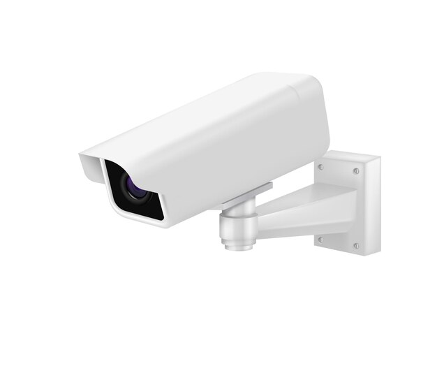Illustration vectorielle de caméra de surveillance vidéo réaliste vue latérale