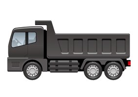 Illustration vectorielle de camion à benne basculante noir isolé sur fond blanc