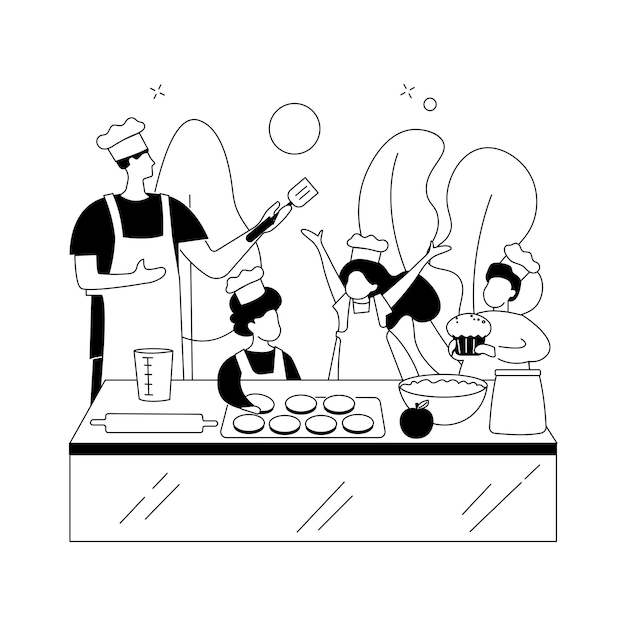 Vecteur gratuit illustration vectorielle de concept abstrait de camp de cuisine