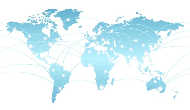 Vecteur gratuit illustration vectorielle de concept de système de réseau mondial de télécommunications reproductible horizontalement