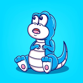 Illustration vectorielle de dessin animé mignon dinosaure bleu dessiné à la main