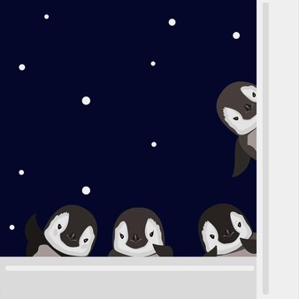 Illustration vectorielle de dessin animé mignon pingouin design plat bébé pingouin