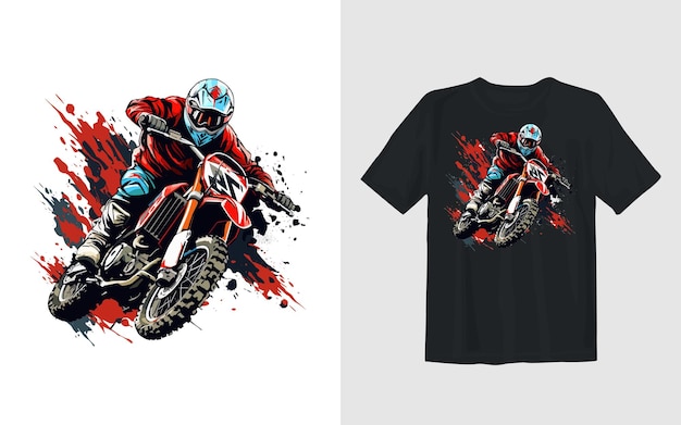 Vecteur gratuit illustration vectorielle de dessins animés de vélo de terre extrême conception de t-shirt de motards