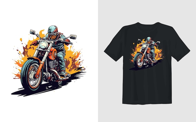 Vecteur gratuit illustration vectorielle de dessins animés de vélo de terre extrême conception de t-shirt de motards