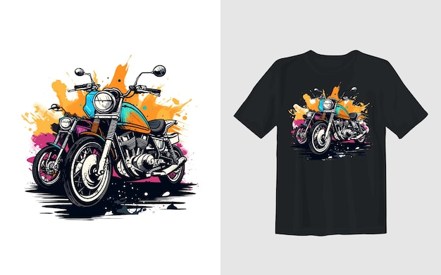 Vecteur gratuit illustration vectorielle de dessins animés de vélo de terre extrême conception de t-shirt de motards