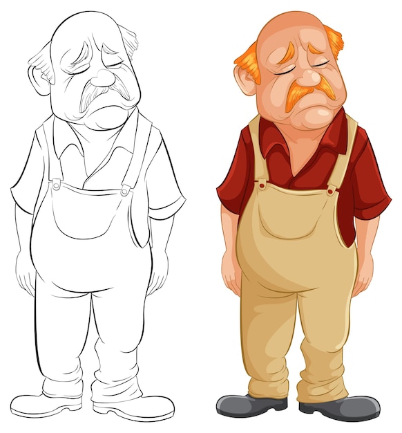 Vecteur gratuit l'illustration vectorielle du vieil homme triste