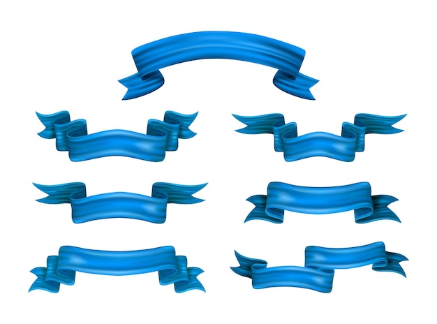 Vecteur gratuit illustration vectorielle de l'ensemble de conception des rubans bleus