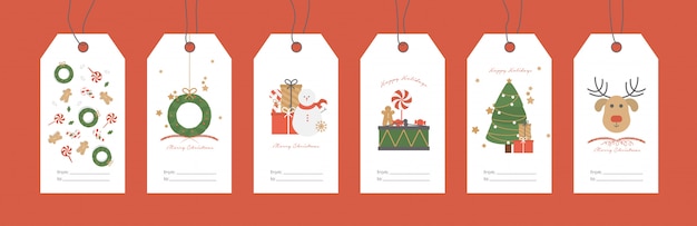 Illustration vectorielle. Ensemble d'étiquettes de cadeau de Noël.
