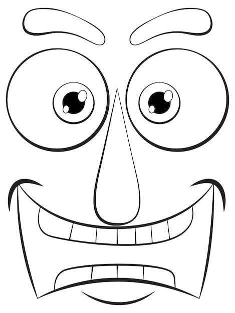 Vecteur gratuit illustration vectorielle expressive du visage de dessin animé