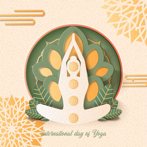 Illustration Vectorielle D'une Femme Faisant Du Yoga Pose Sur La Conception D'affiches Pour Célébrer La Journée Internationale Du Yoga