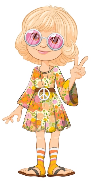 Vecteur gratuit illustration vectorielle d'une fille hippie pacifique