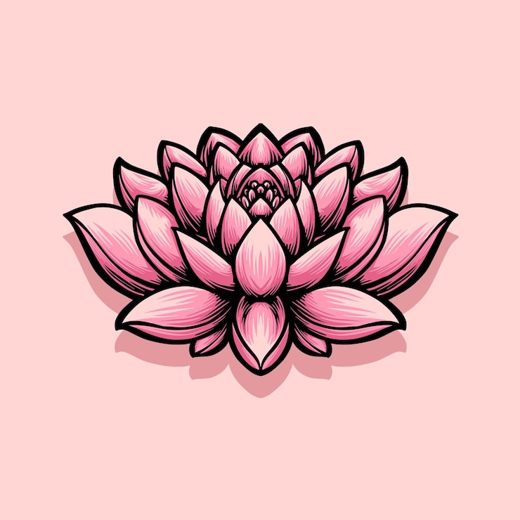 Vecteur gratuit illustration vectorielle de fleur de lotus rose