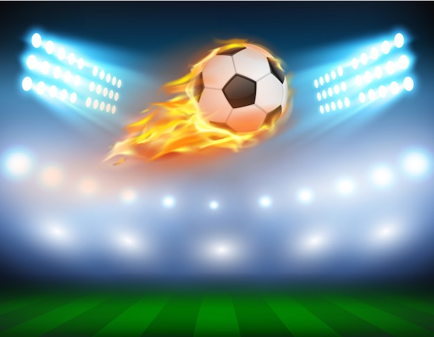 Illustration vectorielle d'un football dans une flamme ardente.