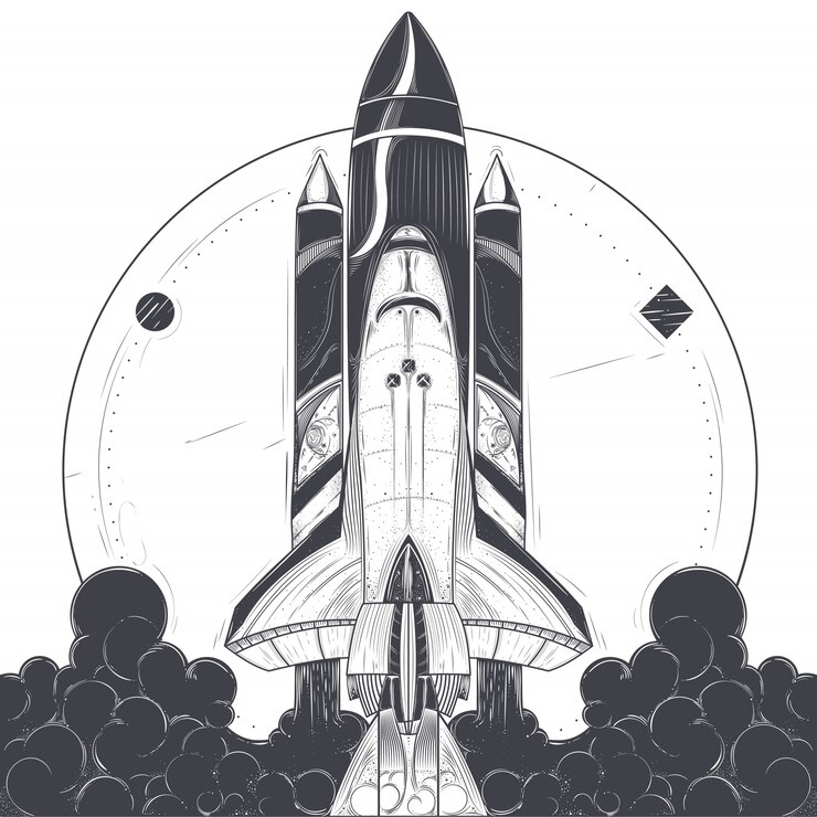 Vecteur gratuit illustration vectorielle d&#39;un lancement de fusée spatiale.