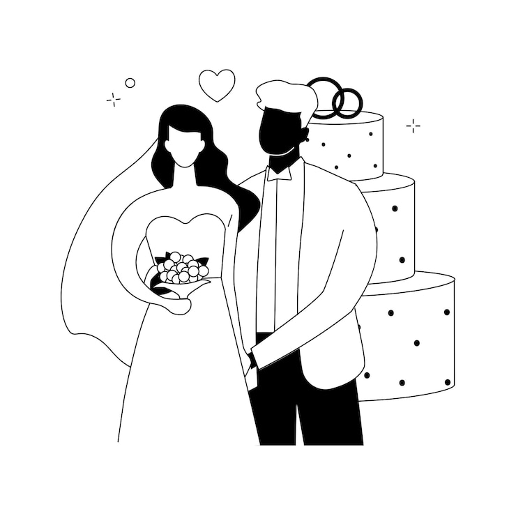 Vecteur gratuit illustration vectorielle de mariage mixte concept abstrait mariage interracial différentes races et religions heureux famille multiraciale couple mixte mariage jour anneaux métaphore abstraite traditionnelle