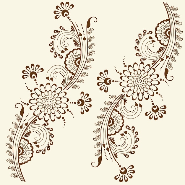 Vecteur gratuit illustration vectorielle de l'ornement de mehndi. style indien traditionnel, éléments floraux décoratifs pour le tatouage au henné, les autocollants, le design mehndi et le yoga, les cartes et les estampes. illustration vectorielle floral abstraite.