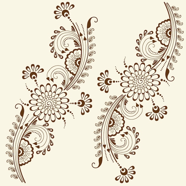 Illustration Vectorielle De L'ornement De Mehndi. Style Indien Traditionnel, éléments Floraux Décoratifs Pour Le Tatouage Au Henné, Les Autocollants, Le Design Mehndi Et Le Yoga, Les Cartes Et Les Estampes. Illustration Vectorielle Floral Abstraite.