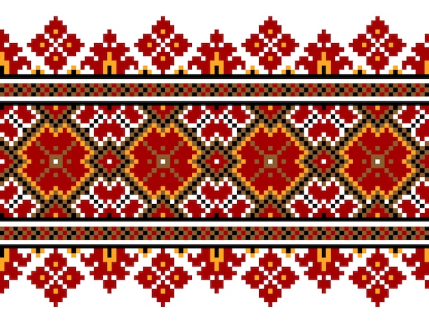 Illustration Vectorielle De L'ornement De Motifs Sans Fin Folkloriques Ukrainiens. Ornement Ethnique. élément De Bordure. Traditionnel Ukrainien, Motif De Broderie Tricotée Artisanale Biélorusse - Vyshyvanka