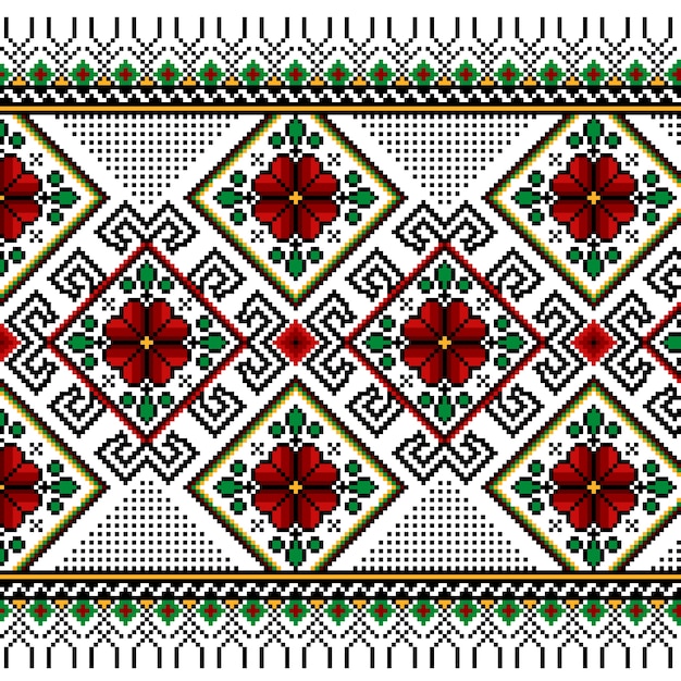 Illustration vectorielle de l&#39;ornement de motifs sans fin folkloriques ukrainiens. Ornement ethnique. Élément de bordure. Traditionnel ukrainien, motif de broderie tricotée artisanale biélorusse - Vyshyvanka