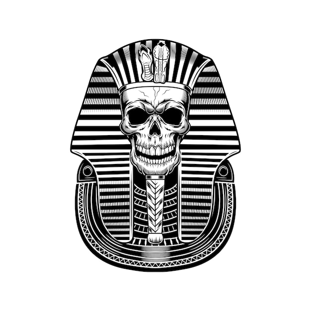 Vecteur gratuit illustration vectorielle de pharaon crâne. momie égyptienne, squelette, symbole de la mort. concept d'histoire et de mythologie de l'égypte ancienne